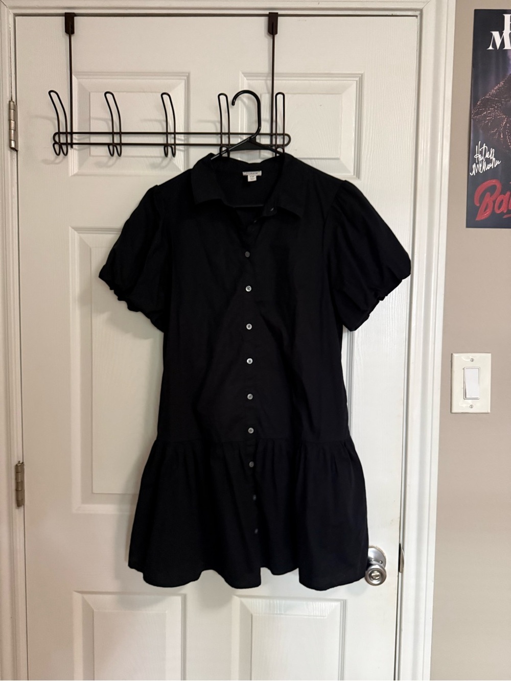 J. Crew Black Button-Front Dress